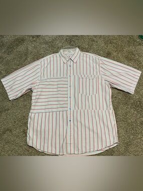 Ecko Unlimited Striped Short Sleeve Embroidered Logo Button-Down Shirt 2XT